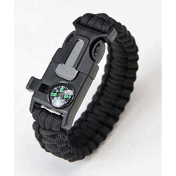 Black Paracord Survival Wrap‎ Emergency Bracelet - Picture 1 of 3